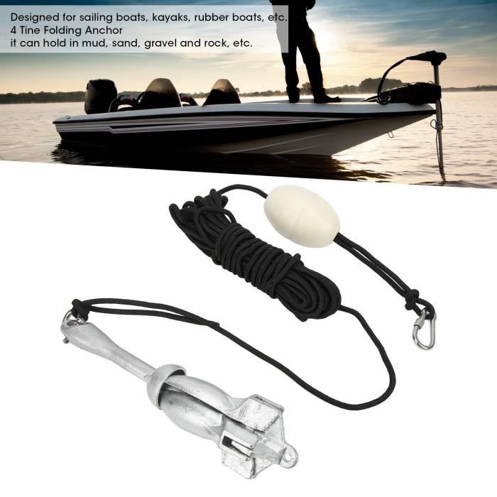 Ancre Pliable Pour Kayak - Kit Aluminium Léger Avec Corde Jaune Et Sac | Accessoire Pêche, Sécurité Nautique, équipement Bateau Petit Modèle - 6