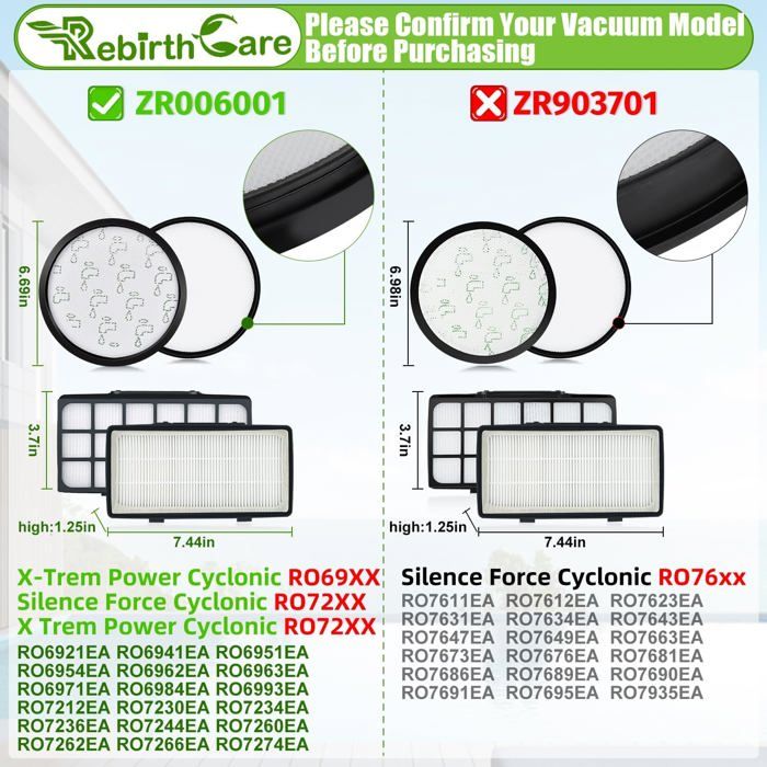 Jeu De Filtres Pour Aspirateurs Tefal / Rowenta X-Trem Power - Référence ZR006001 - Neuf D'origine