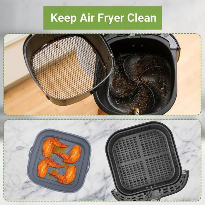 Moule Silicone Air Fryer Accessoire, 2 Pièces Panier Moule pour Friteuse à  Air Chaud Réutilisable Airfryer Pot Plat Carré Pliable - Cdiscount Maison