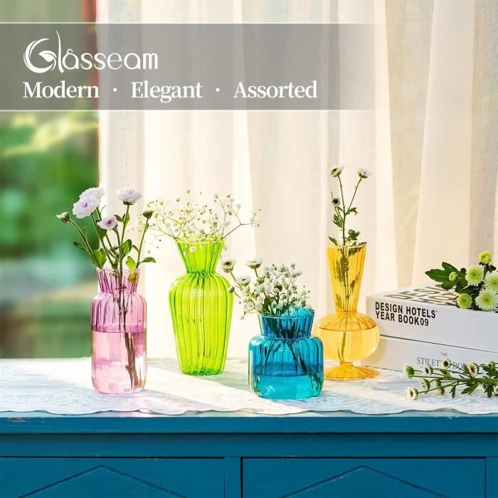 Lot De 6 Mini Vases Transparents - Déco Table, Mariage, Petites Fleurs - 9cm