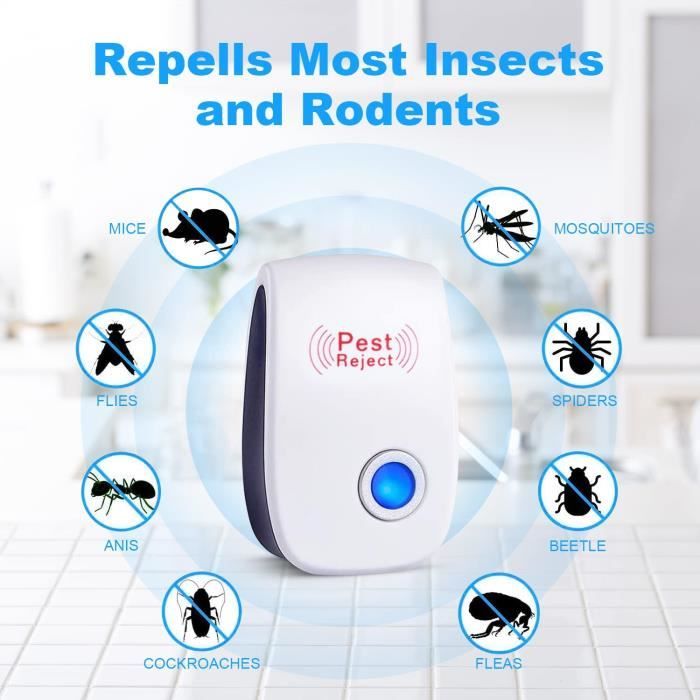 Répulsif Ultrason Anti-Rongeurs Insectes, 4 Pcs Ultrason Anti