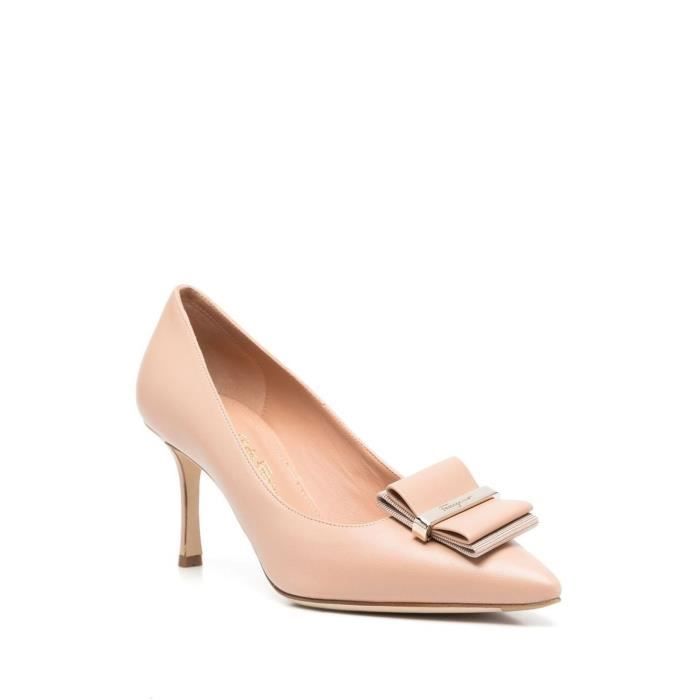 SALVATORE FERRAGAMO FEMME 754495 BEIGE CUIR ESCARPINS Achat
