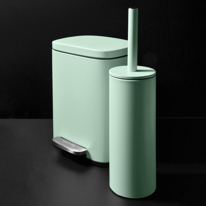 Poubelle Salle De Bain Spirella Akira - Pédale Inox Fermeture Douce 5L Anti- traces Bleu Ice Poubelle Inox Pédale Fermeture Douce