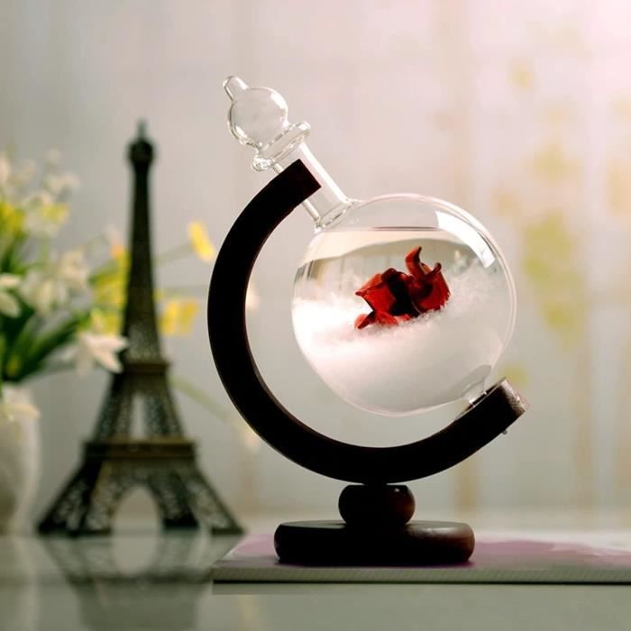 Baromètre De Cristaux, Station Météo Storm Glass Globe Avec Roses