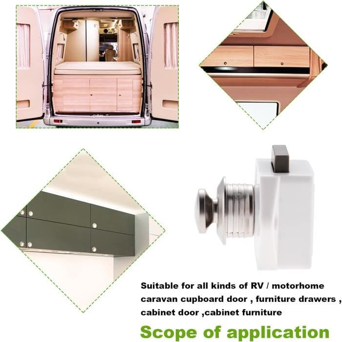 Serrure Bouton-Poussoir Okiyakusama – Verrou Métal Marron Pour Tiroir, Camping-Car, Bateau, Armoire