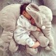 60cm bébé en peluche éléphant doux apaisé éléphant Playmate poupée calme bébé jouet éléphant oreiller jouets en peluche poupée(gris)-2