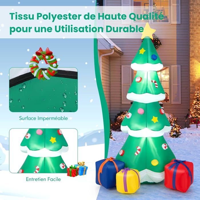 Sapin de Noël Gonflable Mara Père Noël - Éclairage LED - Décoration de