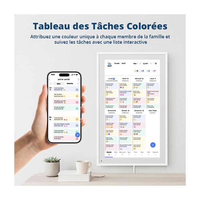 Calendrier Numérique TABWEE 15,6 Pouces - Écran Grand Format Pour Bureau Et Maison