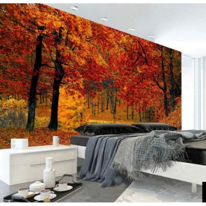 Poster Mural Paysage de forêt d'automne Autocollant Mural Pour Salon  Chambre À Coucher Couloir 300x210cm - Cdiscount Maison