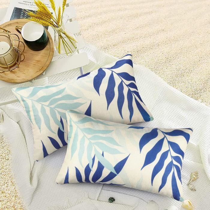 2 Housses De Coussin Extérieur Imperméables 50x55cm - Protection Pour Mobilier Jardin Et Terrasse