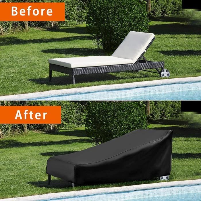 Housse De Protection Pour Chaise Longue - Tissu Oxford 420D Imperméable - 200x68x40-70cm - Anti-UV Et Vent