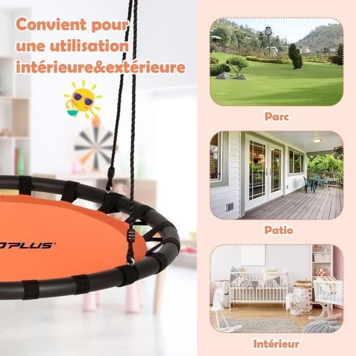 GIANTEX Balançoire Nid d'Oiseau Rond 100 CM à Suspendre,Grande GIANTEX Balançoire Nid d'Oiseau Rond 100 CM à Suspendre,Grande