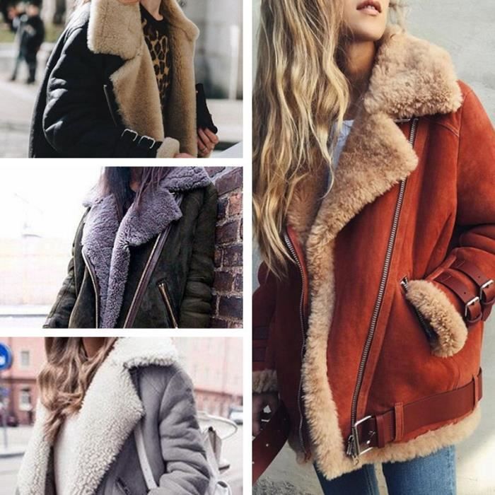 Blouson daim fourré femme clearance