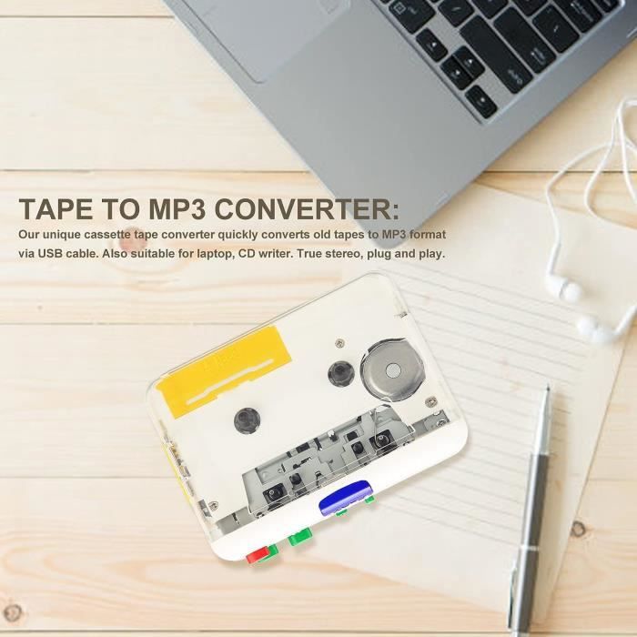 Convertisseur De Cassette Usb Vers Mp3, Lecteur De Cassette Portable,  Lecteur De Cassette De Musique Audio Vers Lecteur De Co[H140]