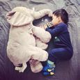 60cm bébé en peluche éléphant doux apaisé éléphant Playmate poupée calme bébé jouet éléphant oreiller jouets en peluche poupée(gris)-3