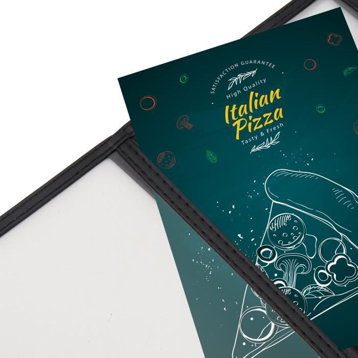 Cafés Protège Menu A4 Triple Lot de 10 Bars - Protège Carte Présentoir Transparent 6 Pages en Vinyle Style Américain avec Coins de Protection en Acier Inoxydable et Reliure Noire pour Restaurants 