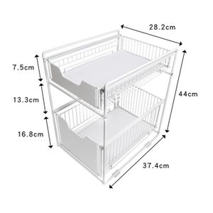 ULIKEUS Panier De Rangement Coulissant Adhésif 40x24x16 Cm - Acier Carbone - Sans Perçage - Pour Cuisine, Salle De Bain, Sous-évier
