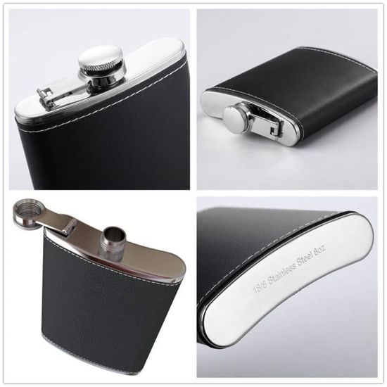 7 oz Fiole Alcool Portable Acier Inoxydable Poche Flasque avec Entonnoir Flasque a Alcool Voyage Peut être Utilisé Comme Idee Halloween 2pcs Tasses et 1pcs Entonnoir Camping Noël Cadeau Homme