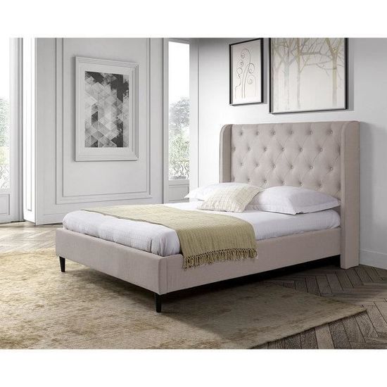 Lit Capitonné Beige 140×190