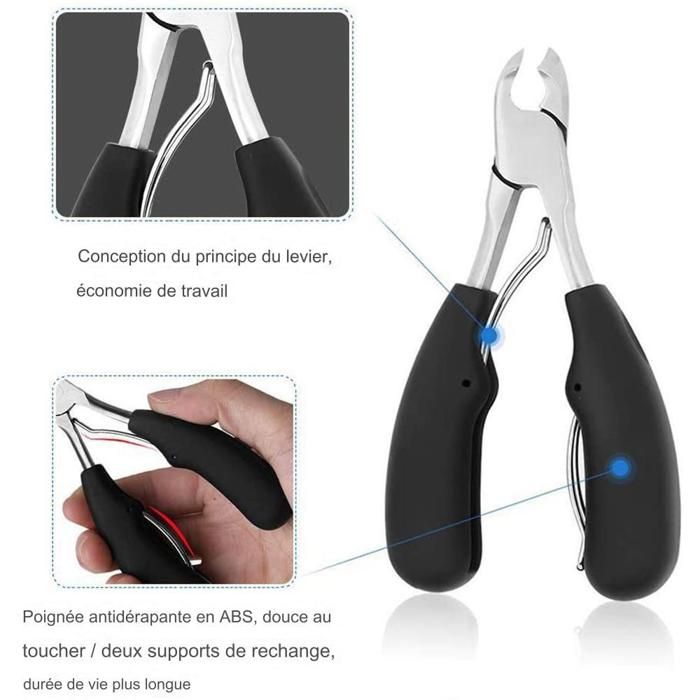 Coupe-ongles Pied Professionnel - Acier Inoxydable, Lame Courbée, Bleu, Pour Ongles Incarnés