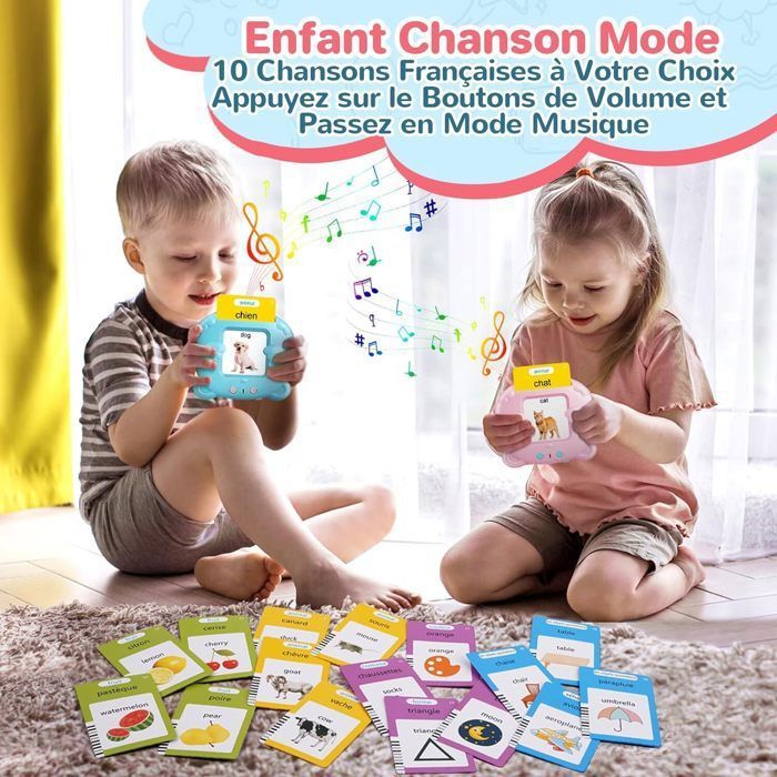 Jouet éducatif - Cartes Éducatives Parlantes - 112 Feuilles de 224 Mots - Pour Enfants de 3 à 9