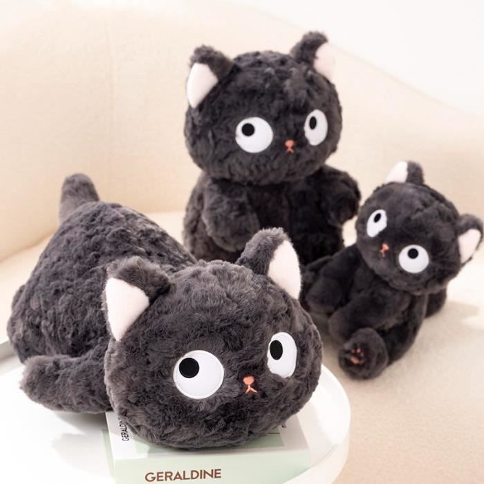 50 cm de chat allongé jouet en peluche mignonne en peluche noire en peluche  noire caricature de dessin animé