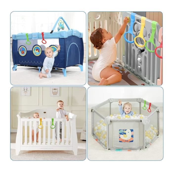 Anneaux Parc Bébé EUYKQNOI - Lot De 4 - PP Sécurisé - Pour Aider Bébé à Se Lever Et Marcher - Multicolore