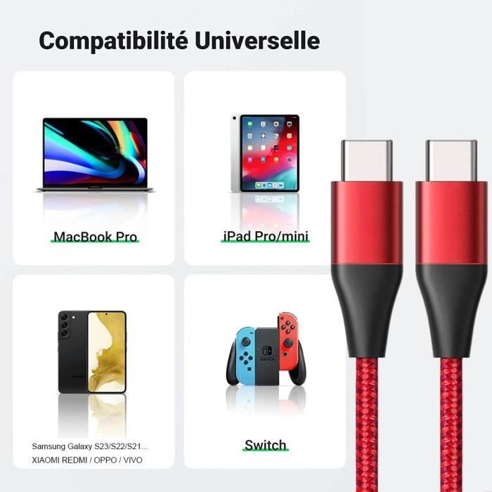 Nanaisse Chargeur USB C Rapide Compatible avec iPhone 15/15 Pro/15