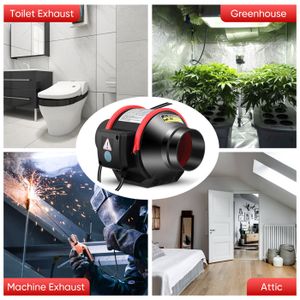 Ventilateur salle de bain extracteur d'air minuterie 125mm Verre Noir