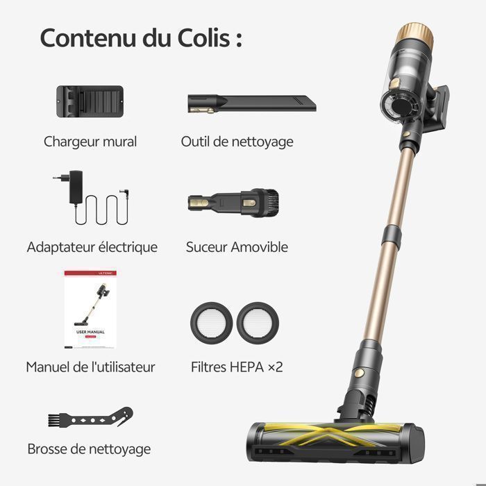 Blitz V15 Max-70kpa/580w Aspirateur Balai Sans Fil-65min Autonomie-écran LED-bac 1.5l