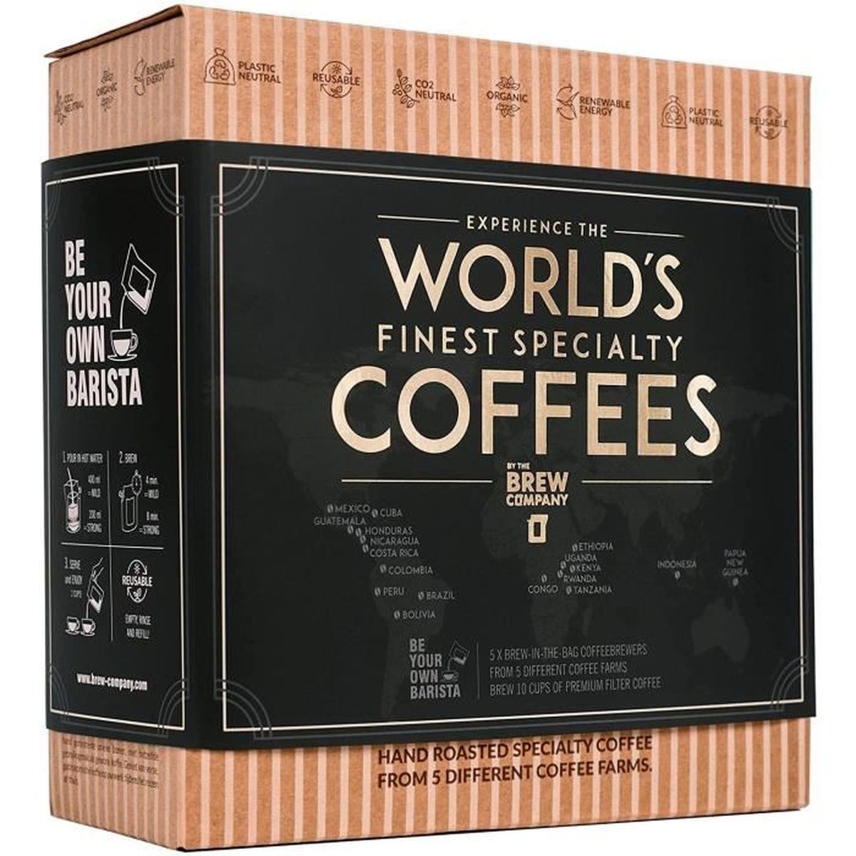 Coffret Cadeau Cafe pour Homme \u0026 Femme - Assortiment de Dégustation Gourmand  avec 5 des Meilleurs Cafés Bio \u0026 Moulu au Monde | Brass - Cdiscount Au  quotidien