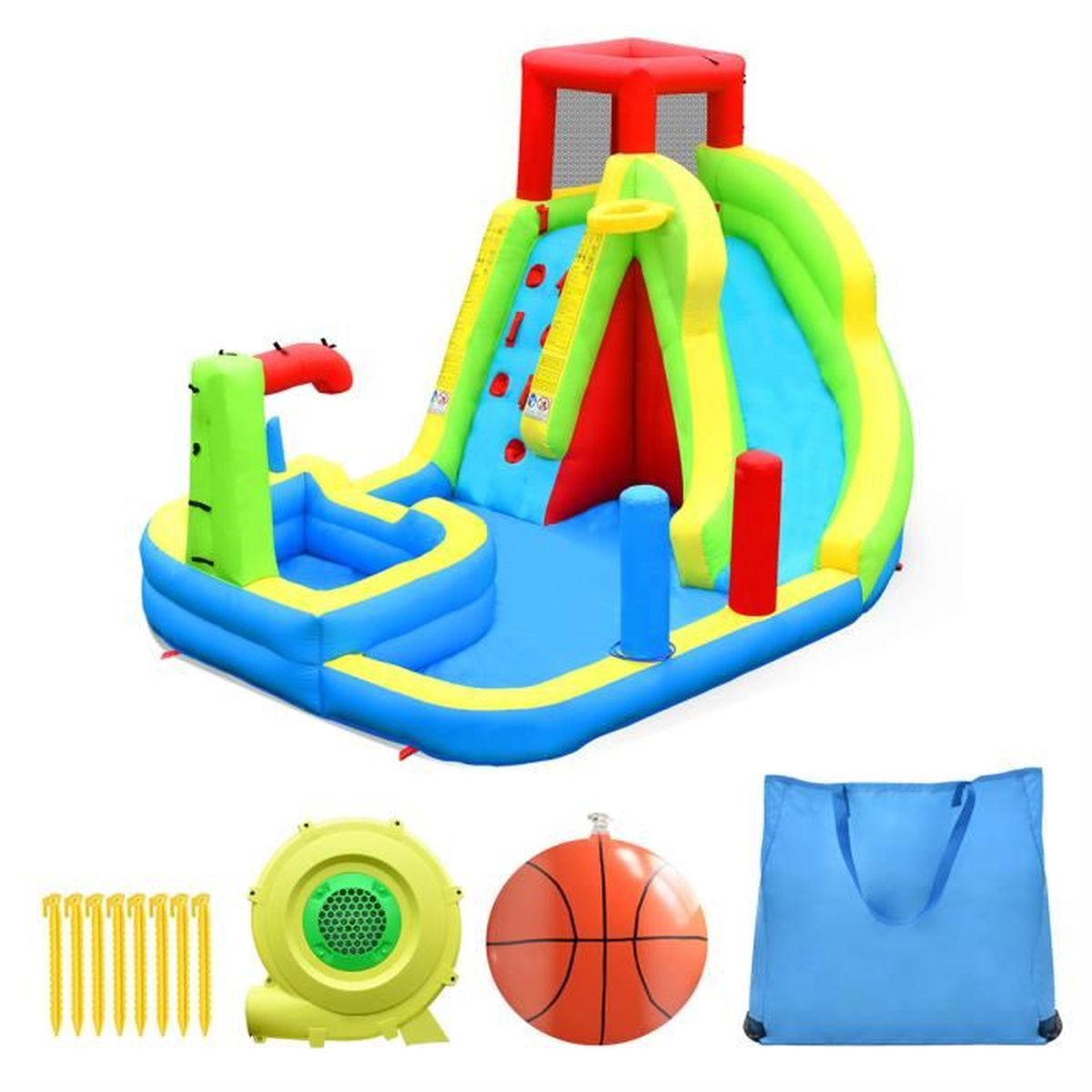 6 en 1 gonflable rebondissant château pour les enfants, Château plein d'entrain avec mur d