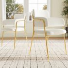 DRIPEX Lot de 2 Chaises Salle à Manger Capitonnées en Velours bouclé avec Accoudoirs,Fauteuil Pied métal,Chaise Scandinave Rembourré Beige