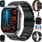 XtraDiTech Montre Connectée ECG Cardiofréquencemètre Thermomètre Alliage AMOLED 2,04" 3 Bracelets Acier Similicuir Silicone