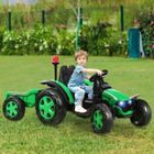 GIANTEX Tracteur Électrique Enfant 12V avec Télécommande 2,4G et Remorque, avec Musique Lampe MP3 USB, pour Enfant 3-8 Ans, Vert
