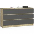 HUCOCO CUPID - Commode style moderne chambre à coucher - 140x40x77 cm - 6 tiroirs - Gris