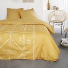 TODAY Parure de lit en coton réversible - Sunshine - l 220 x L 240 - Imprimé ethnique - Jaune et blanc