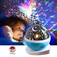 Led Veilleuse Enfant Etoile Projection Colorée Rotation Lampe Projecteur Lumiere Plafond, Cadeau pour Bébé Anniversaire Noël - Bleu