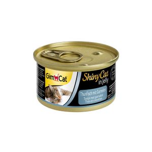 BOITES - PATÉES Gimcat ShinyCat in Jelly Thon aux crevettes - Nourriture humide pour chats au poisson et a la taurine - 24 boites (24 a 70 g)