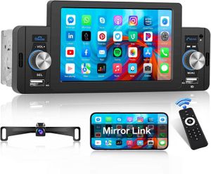 AUTORADIO Autoradio 1 Din Bluetooth Mains Libres Auto Radio à écran Tactile 5 Pouces avec Lien Miroir pour iOS/Android Poste Radio.[G1072]