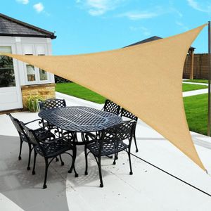 VOILE D'OMBRAGE 3,6x3,6x3,6m Sable Voile d‘ombrage Triangle, HDPE 