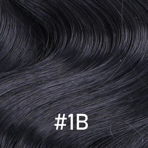 PERRUQUE - POSTICHE # 1B 16 pouces  -Tissages synthétiques Body wave noirs, extensions de 16 18 20 pouces et 70 grammes, une pièce couleur or argenté