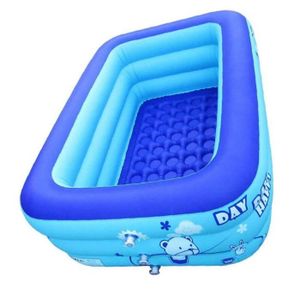 JEUX DE PISCINE Kiddie Pool Pools Portables Pour Enfants, Baignoire gonflable Solide Baignoire Piscine rectangulaire facile à assembler, bleu 120x80