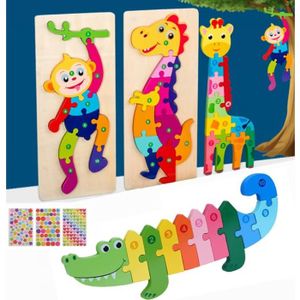 PUZZLE Puzzle En Bois À Encastrement Jeunes Animaux Jouet Puzzle Enfant  2 3 45 Ans Jeux Montessori en Bois avec Animaux Bebe Cadeau