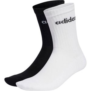 CHAUSSETTES adidas Linear Crew Cushioned 3 Pairs Chausettes hauteur mi-mollet, Medium Grey Heather-White-Black, XS