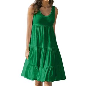ROBE lukcolor Robe de plage sans manches couleur unie pour femmes 1PC robe Vert