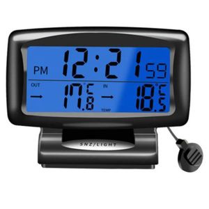 Yosoo Voiture Moniteur dalarme 12 V horloge thermom/ètre num/érique voltm/ètre multifonctions horloge automatique Tension cong/élation D/étecteur de temp/érature LCD /écran affichage LED