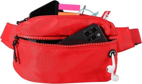 Sac Banane Unisexe MOBICO - 4 Poches Zippées - Prise Casque Intégrée - Réglable 61-122cm - Bleu