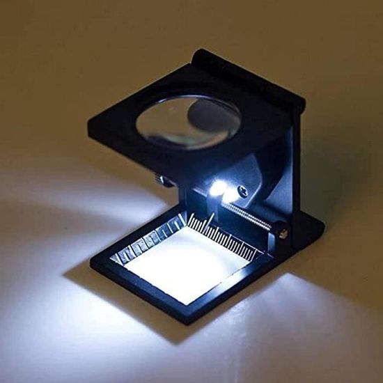 Loupe LED 10X Pliable – Support En Alliage De Zinc, Idéale Pour Bijoutiers Et Tissus