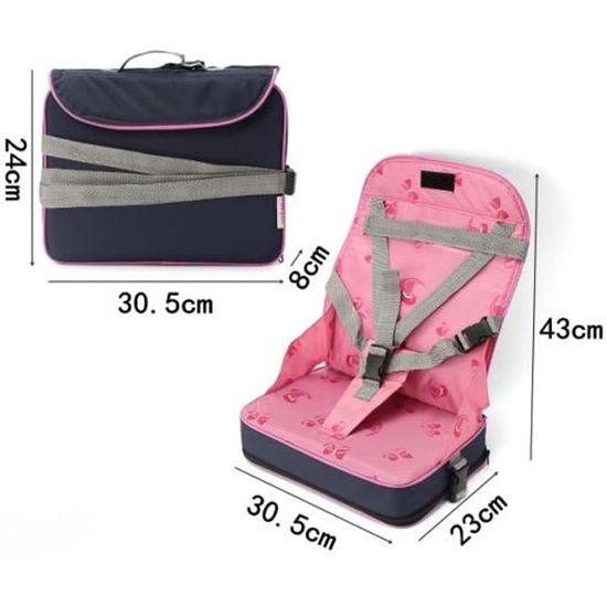 Siège Rehausseur Portable Pour Bébé - Pliable, Ajustable, Avec Poche De Rangement, Convient Aux Chaises Standards, Rose